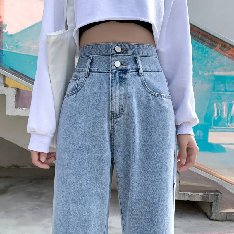 2021 summer new wide leg jeans women high waist loose jeans