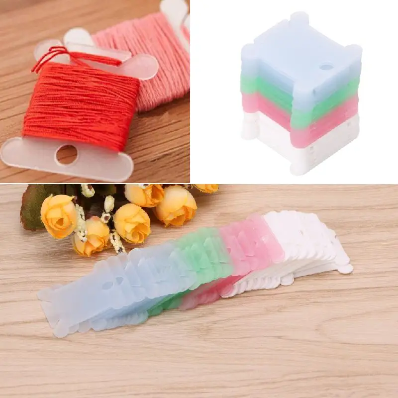 50Pcs Embroidery Thread holder Floss Craft Bobbin Cross Stitch Storage Holder Plastic Sewing Thread Board Card Thread Organizer