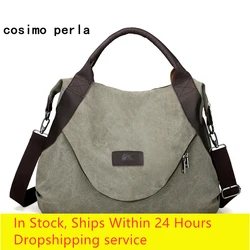 Vintage Big Canvas Tote Bags for Women Casual Shopping Crossbody bag VIP Fast Dropship Purses Handbags Travel Bag Sac a main