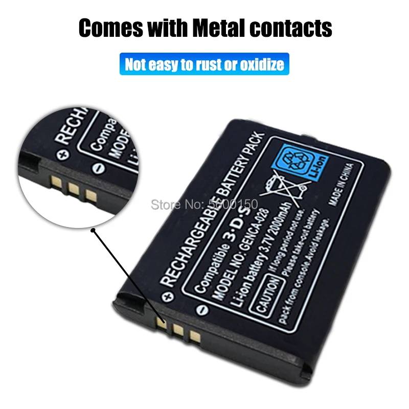닌텐도 3DS 용 충전식 리튬 이온 배터리 팩, 도구 포함 교체 배터리, 2000mAh, 3.7V