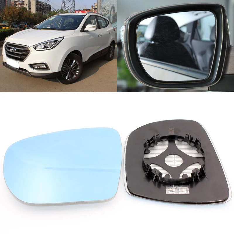 

For Hyundai IX35 Car Side View Door Wide-angle Rearview Mirror Blue Glass With Base Heated 2pcs