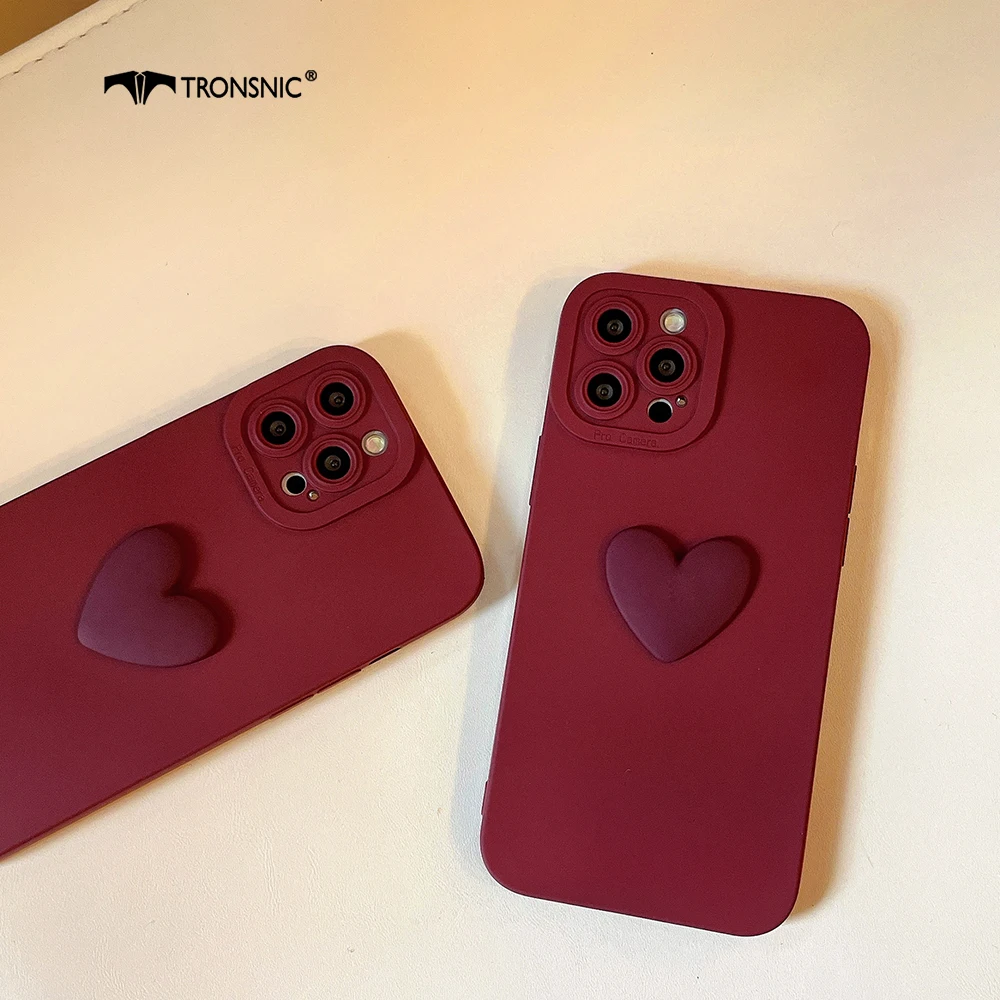 3D Love Heart Phone Case for iPhone 13 12 11 Pro Max XR Xs Soft Luxury Wine Red Cute Funny Fully Cases for iPhone 7 8 Plus Cover