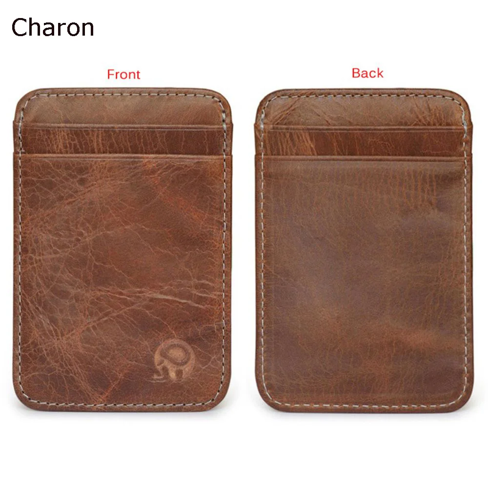 Genuine Leather Men Wallet Brown Coin Purse Small Mini Card Holder Male Wallet Pocket Thin Purses Money Bag Slim Wallet 2022 New