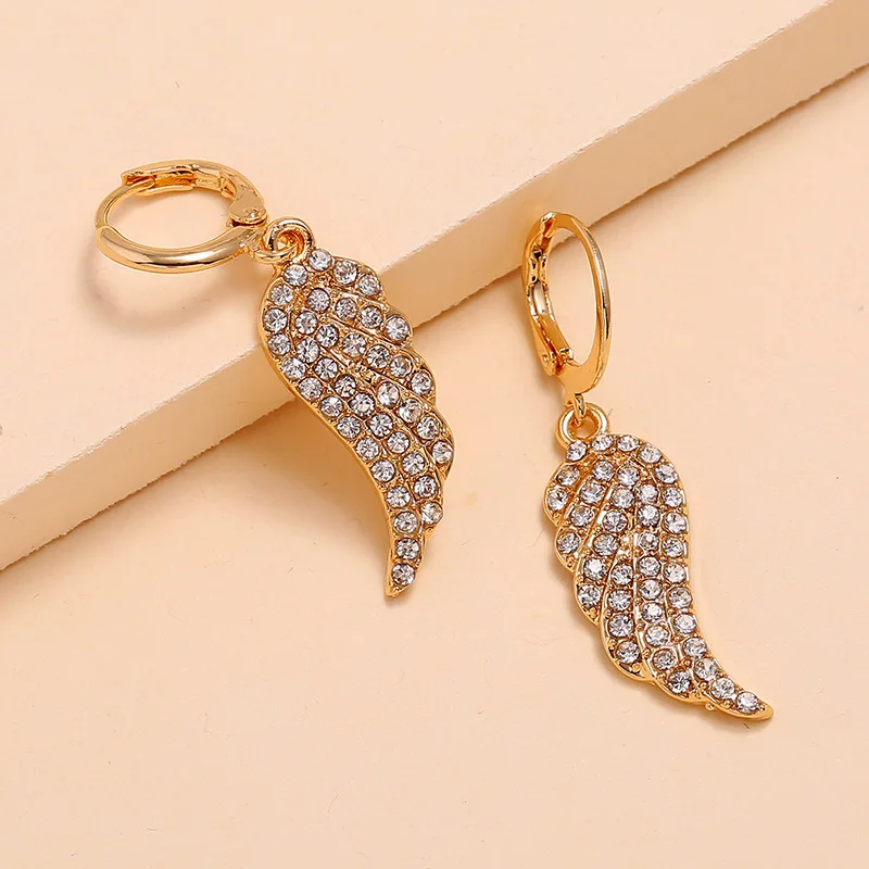 New Korean Angel Wings Drop Earrings for Women Creative Temperament Crystal Statement Unusual Earring Valentine's Day Gift