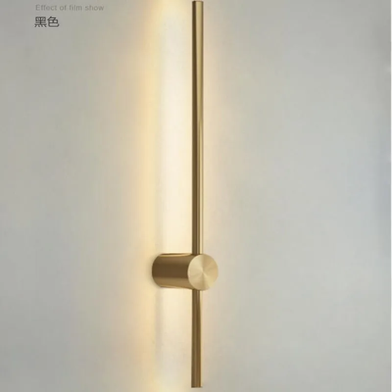 

Modern Golden Copper Led Wall Lamp Long Strip Sconce Light for Living Room Bedroom Bedside Foyer Aisle Indoor Decoration Fixture