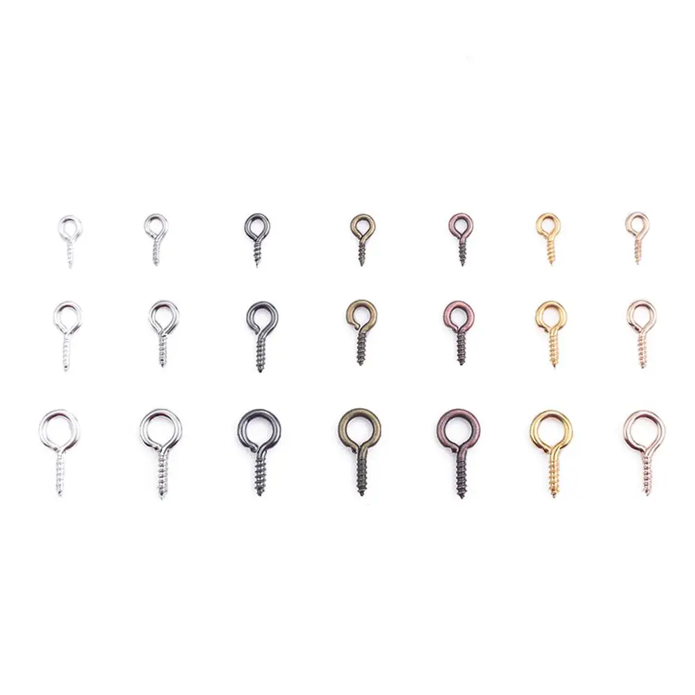 New Hot sale 200pcs 7 Colors Small Tiny Mini Eye Pins Eyepins Hooks Eyelets Screw Threaded Clasps Hooks Beads For Jewelry Making