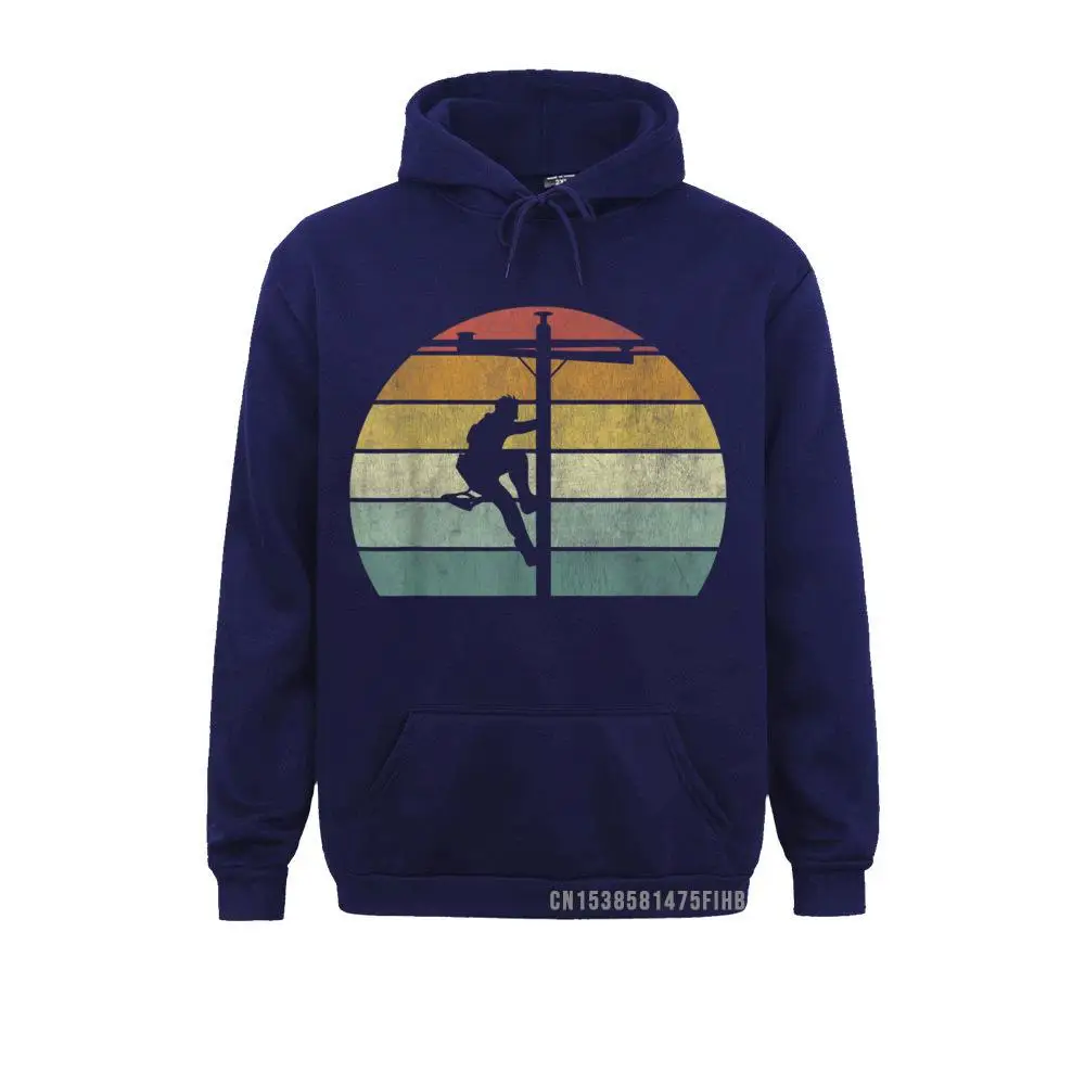 Vintage Retro Lineman Line Worker Utility Pole Funny Lineman Hoodie Men Sweatshirts Customized Hoodies Classic Sportswears