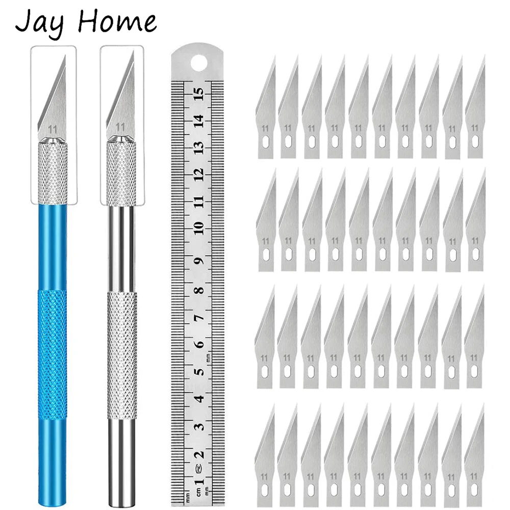 

43Pcs Precision Carving Knife DIY Crafting Hobby Knife Set with Replacement Blades & Sewing Ruler for DIY Cutting Scrapbooking