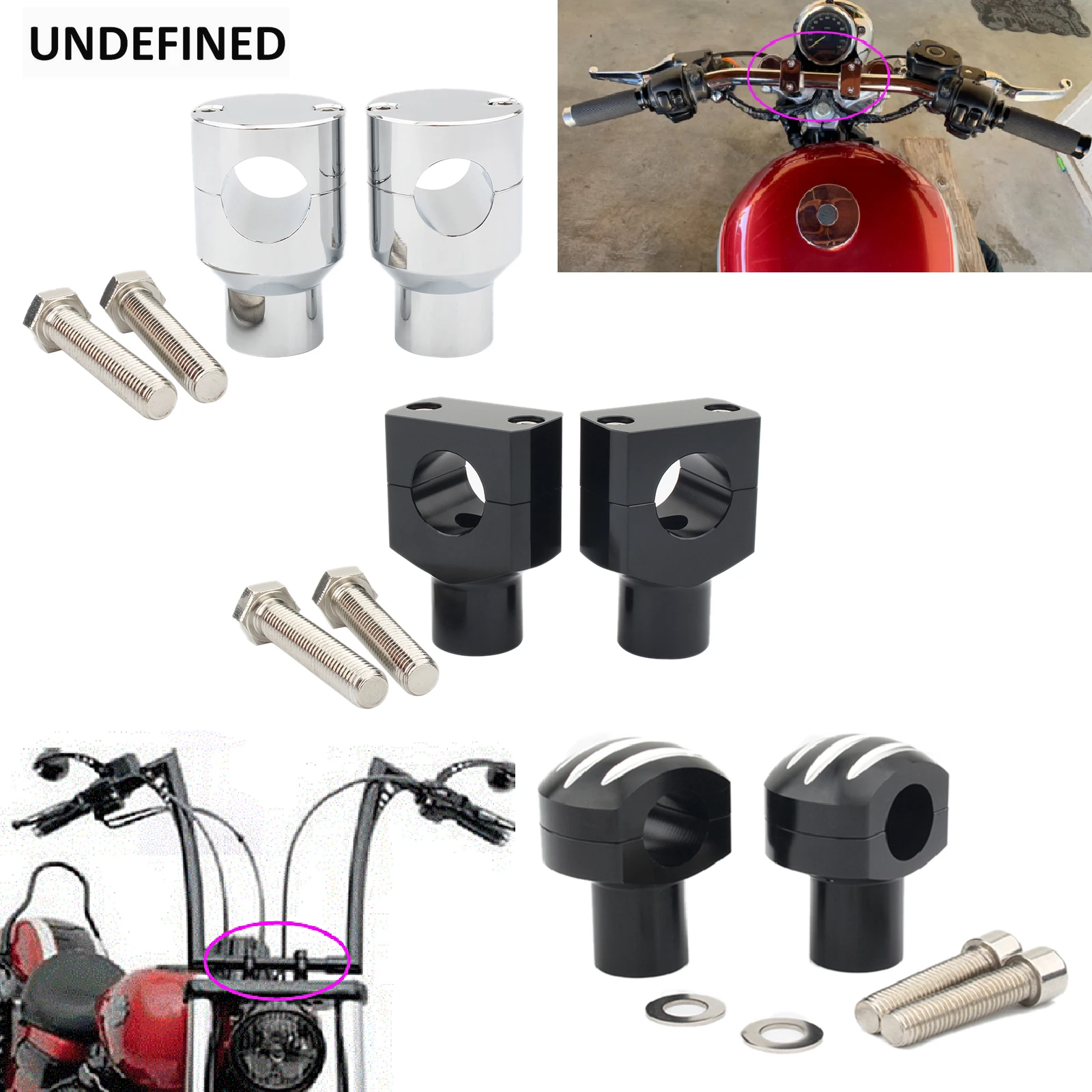 25MM 1 Handlebar Risers Kit Mount Clamp Handle Bar Heightening Fixed for Harley Honda Kawasaki Suzuki XL 883 1200 Steed 400 600