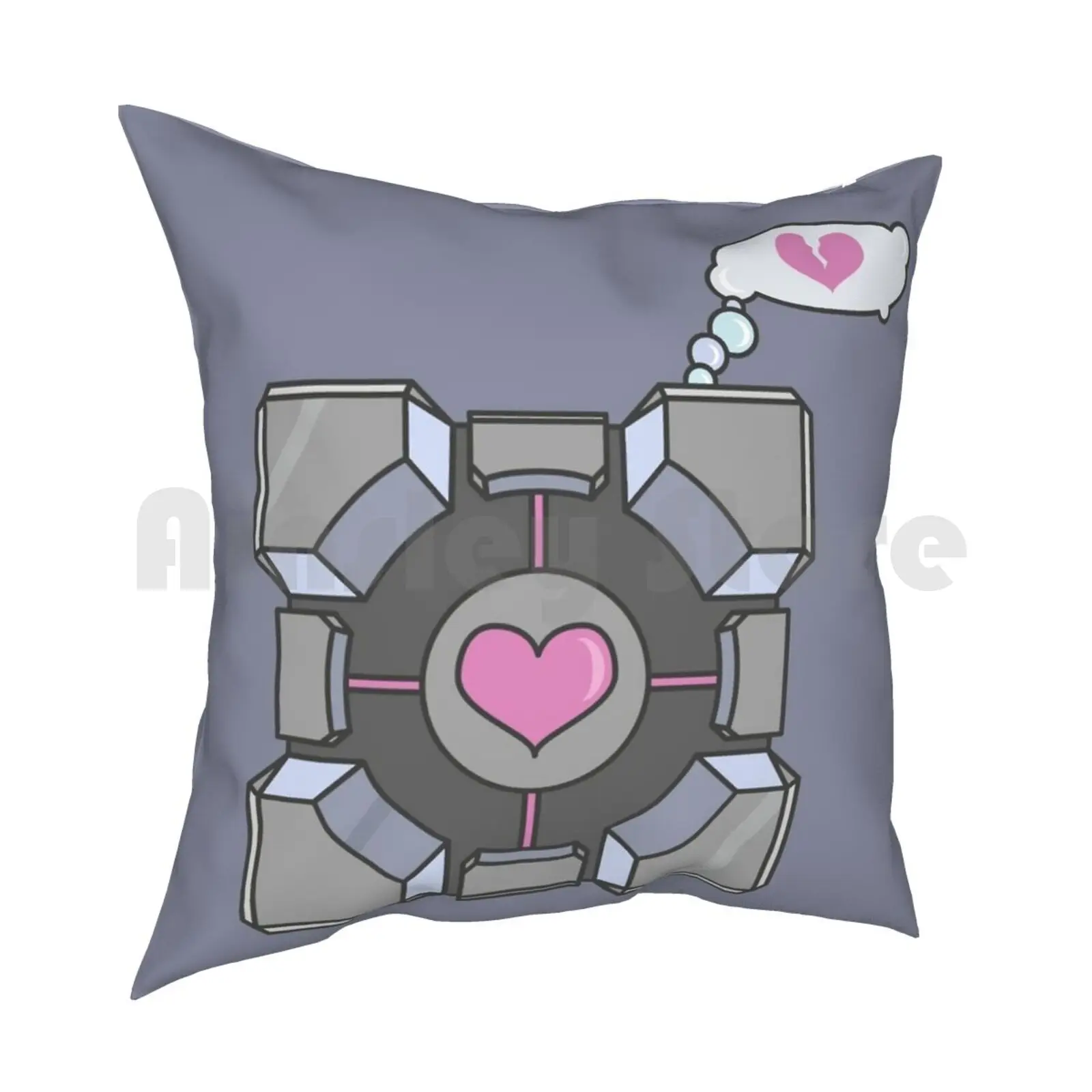 Portal Companion Cube Heartbroken Pillow Case Printed Home Soft Throw Pillow Portal Companion Cube Portal Companion Cube