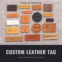 Personalized PU Leather Garment Tag, Custom Logo for Jeans Bags and Shoes, DIY Accessory, 21103101