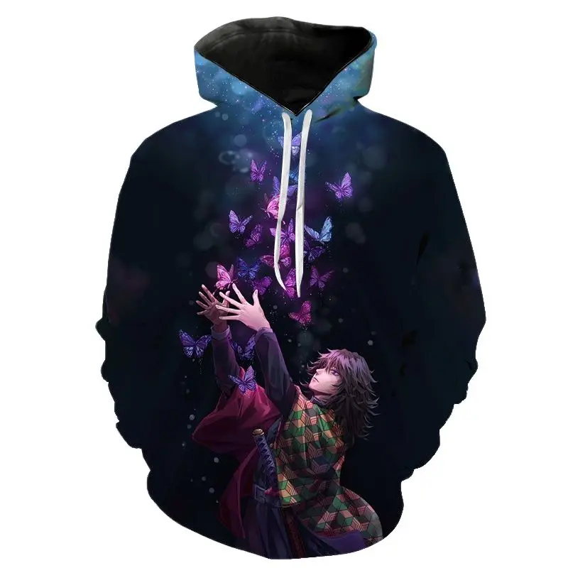 New Cartoon Anime Hoodies Demon Slayer Kimetsu No Yaiba 3D Print Men Long Sleeve Hoodie Streetwear Boy Girl Kids Sweatshirt