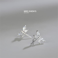 New Fashion Temperament Dragonfly 925 Sterling Silver Jewelry Personality Not Allergic Exquisite Crystal Stud Earrings  E067