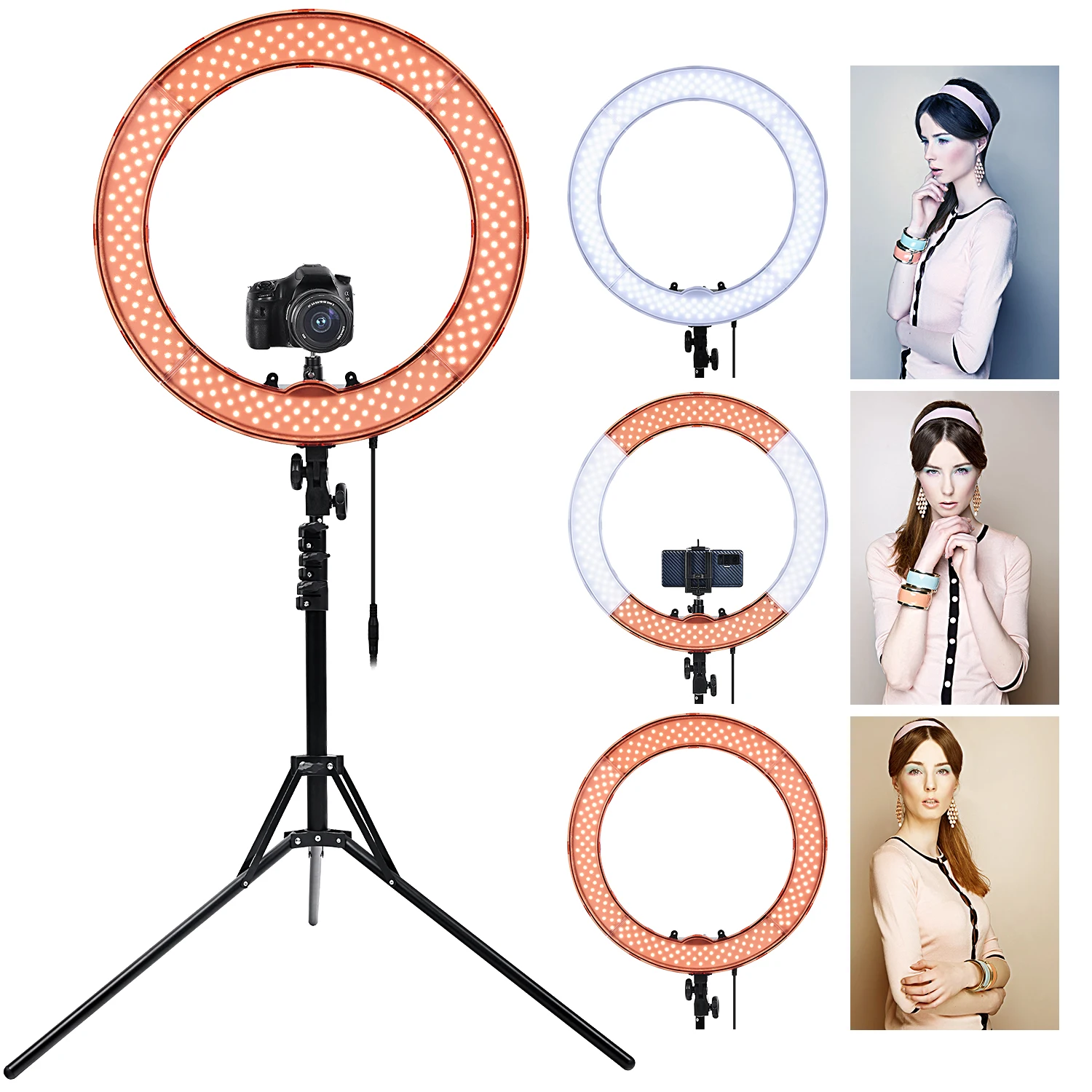 

FOSOTO RL-18 Ring Light LED Video Lamp With Tripod Stand Phone Clip For YouTube Live Light Photo Photography Studio