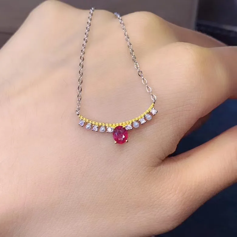 

New Fashion The Best Gift for Your loved wife Natural Real Ruby necklace pendant S925 sterling silver Natural real ruby Pendant