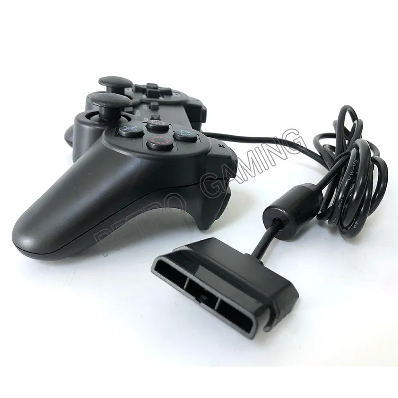 Mando de juegos negro para videoconsola Dualshock 2, Joypad con dos motores de vibración integrados, PS2