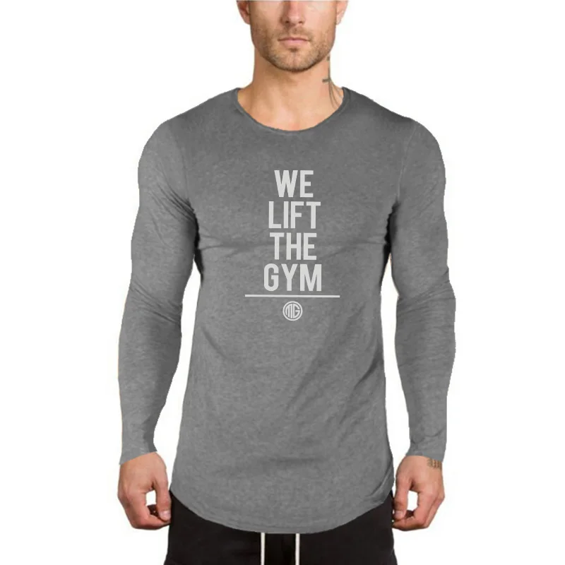 

Men Breathable Sports Long Sleeve Gyms Fashion Brand Bodybuilding Tshirt Casual Solid Workout Tee Top T-shirt Fitness