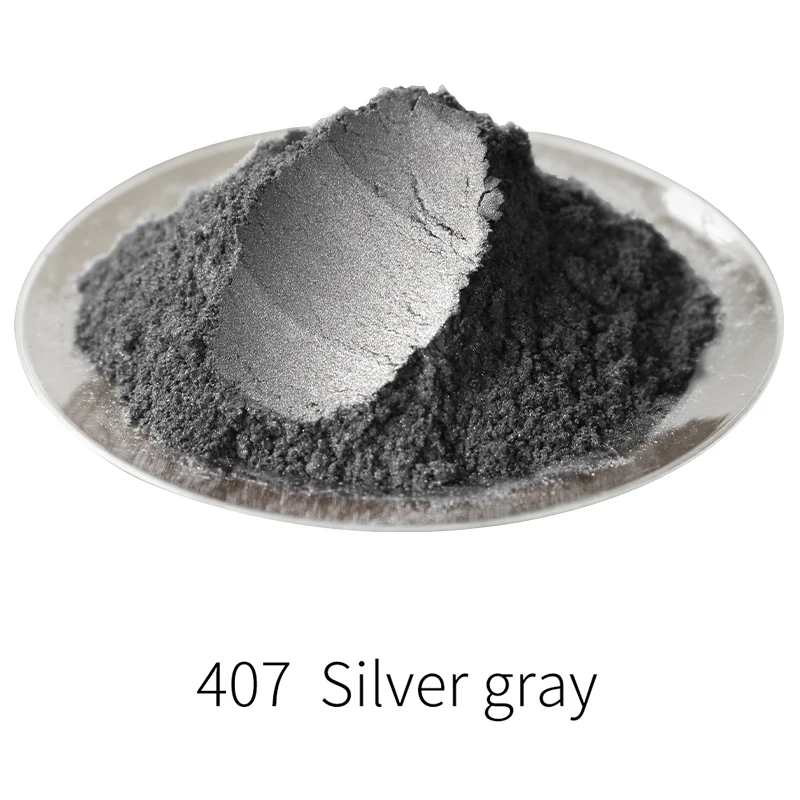 #407 Silver Grey Pearl Powder Pigment Acrylic Paint for Craft Art Automotive Paint for Soap Eye Shadow Dye Colorant 100g