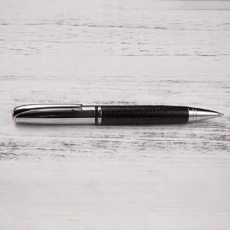 Rotary Bisnis Pena 0.5Mm Tinta Hitam Kulit Logam Ballpoint Pelajar Hadiah Kantor Perlengkapan Alat Tulis