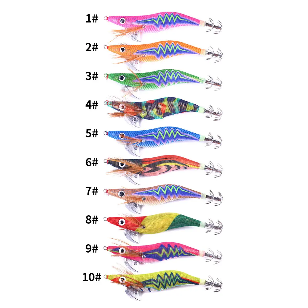 Esca da pesca con gamberetti in legno in scatola 2.5 #   3.0 #   3.5 #   Piombo Sinker Calamari Esche luminose Polpo Seppie Gamberetti Esche sonagli