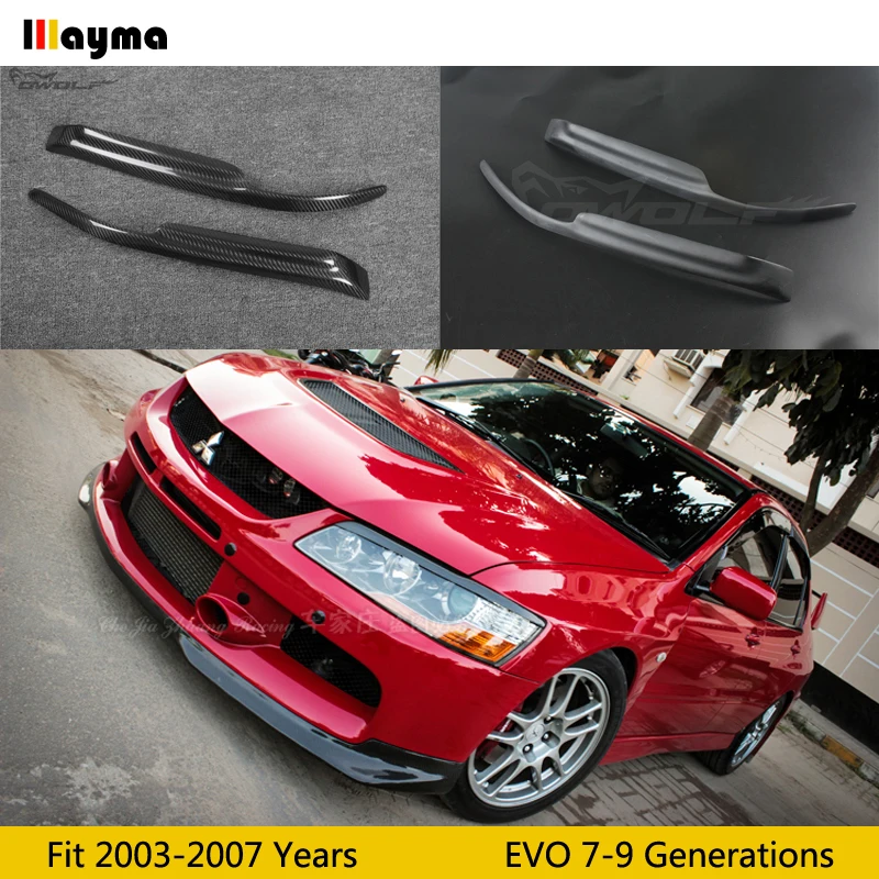 

For Mitsubishi Lancer Evolution EVO 7 8 9 2003-2007 Car Headlight Carbon fiber eyebrows Fiber glass FRP primer eyelids 2pcs