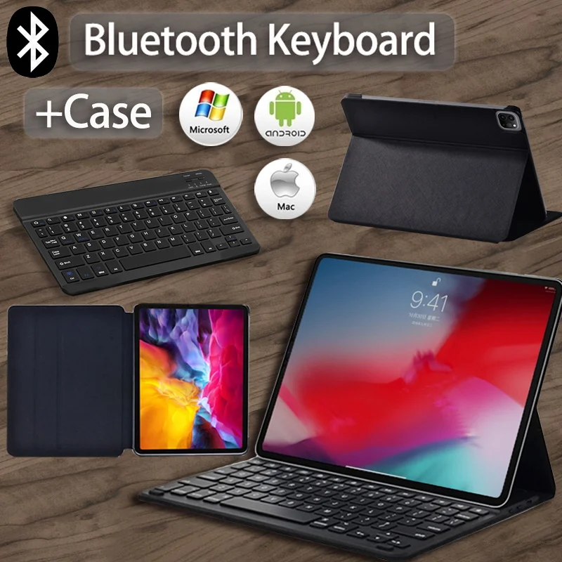 

For Apple IPad Pro 11'' 2018 2020 /IPad Pro 9.7'' 10.5' 'Pure Black Tablet Cover Case +Wireless Keyboard Bluetooth Keyboard+ Pen