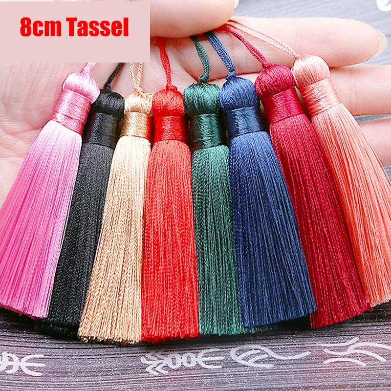 2-5Pcs/Lot 8cm Silk Tassel Fringe Curtain Brush DIY Craft Tassel Fringe Trim For Curtains Jewelry Making Wedding Home Decoration