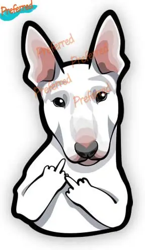 Express Pitbull Bull Terrier Middle Finger Vinyl Sticker - for Car Laptop I-Pad Laptop Helmet Trunk Wall - Waterproof Decal