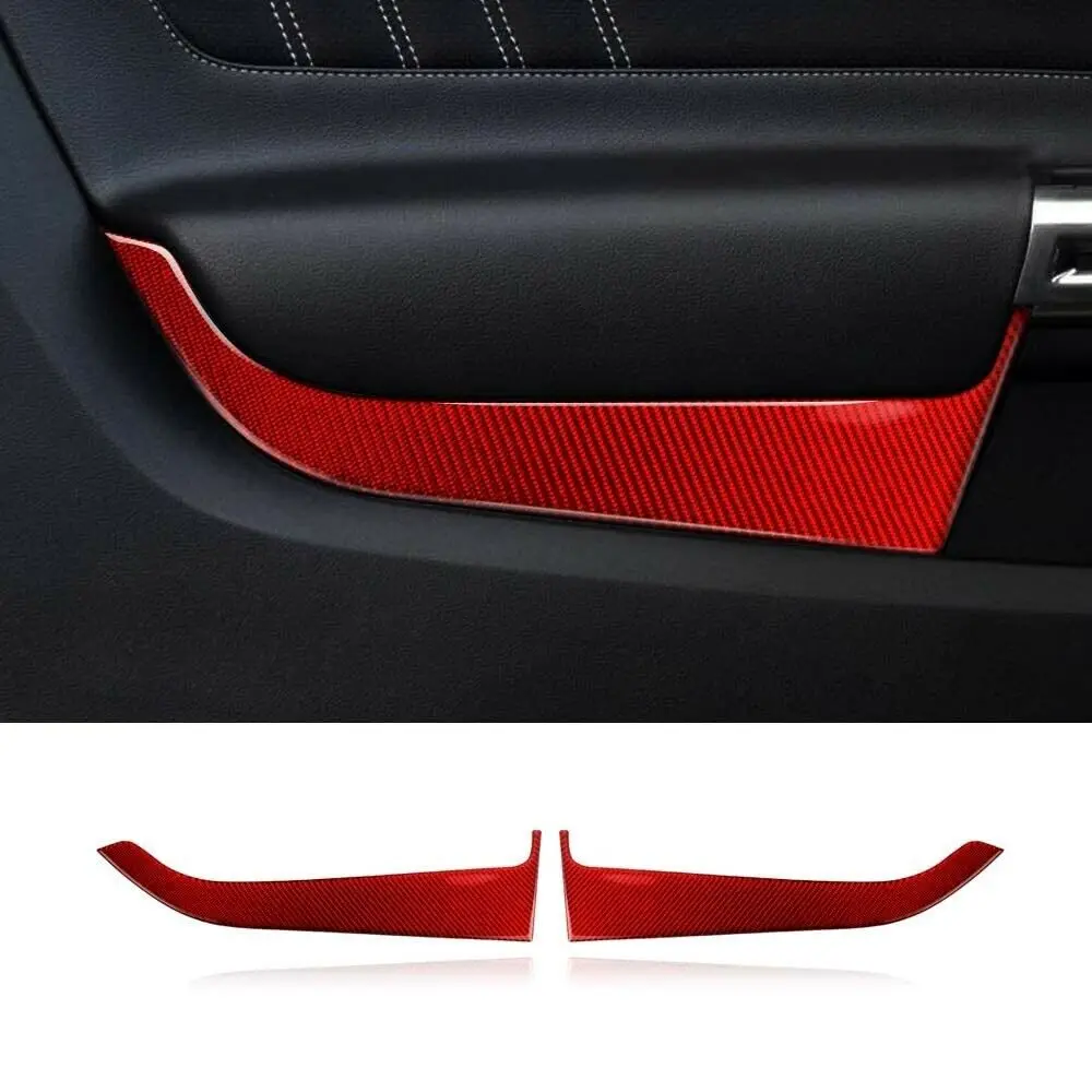 

Red Real Carbon Fiber Front Car Door Panels Trim Cover For Mustang 2015-2020