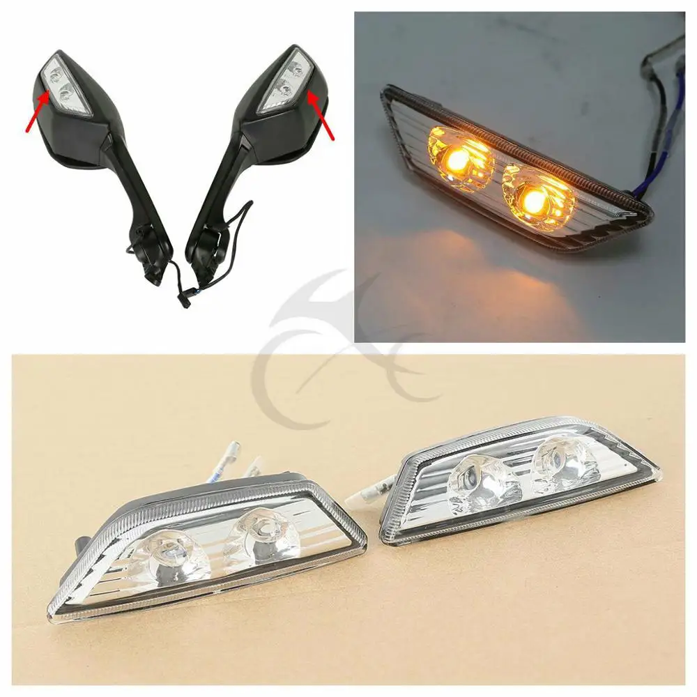 

Motorcycle Rearview Mirrors Turn Signal Indicators For Kawasaki Ninja ZX10R ZX-10R 11-15 12 13 14