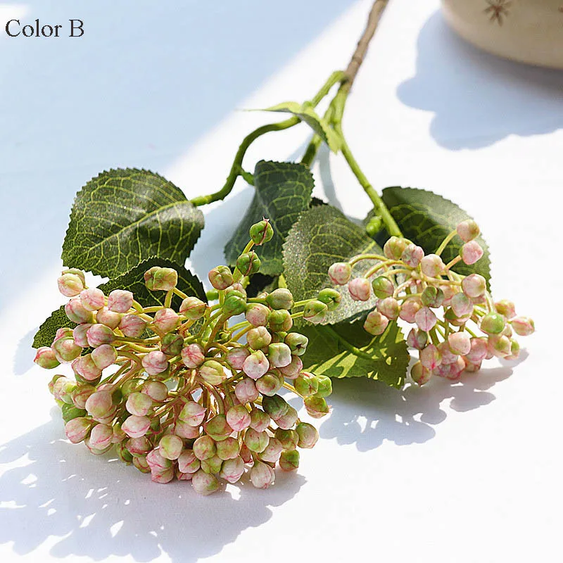 Hydrangea Fruit berries with leaves plastic Artificial Flowers home garden decor fleur artificielle 2Heads/branch fake plant