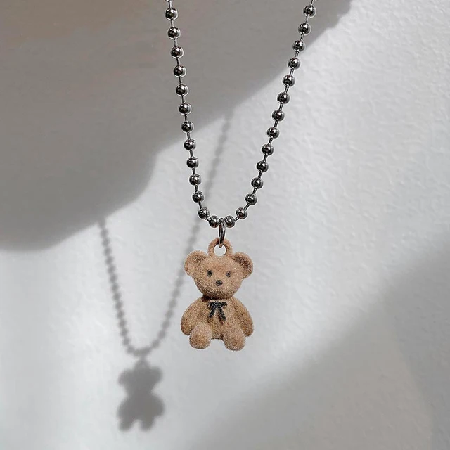 2021 New CuteTeddy Bear Pendant Necklaces Choker for Women Girls Trendy Sweater Collar Neck Chain Cute New Year Choker Jewelry