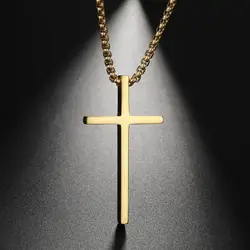 My Shape Christian Cross Necklaces Stainless Steel Chain Necklace Men Black Color Choker Amulet Religious Jesus Jewelry Gift