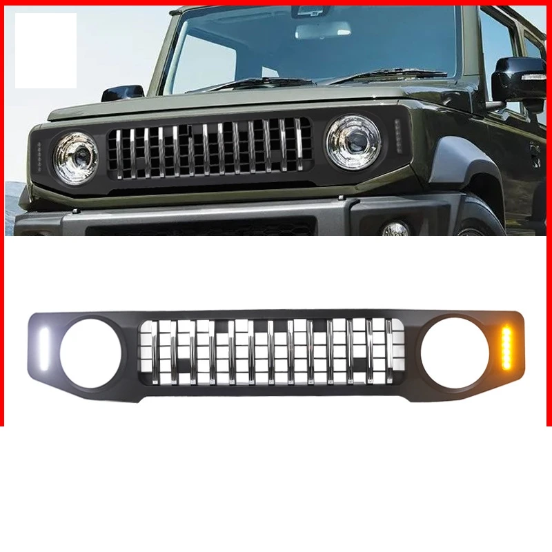 

Racing Grills with LED Lamps for Suzuki Jimny JB64 JB74 2018-2020 Car Front Kidney Grille Mesh Black Grille Cover Accessories