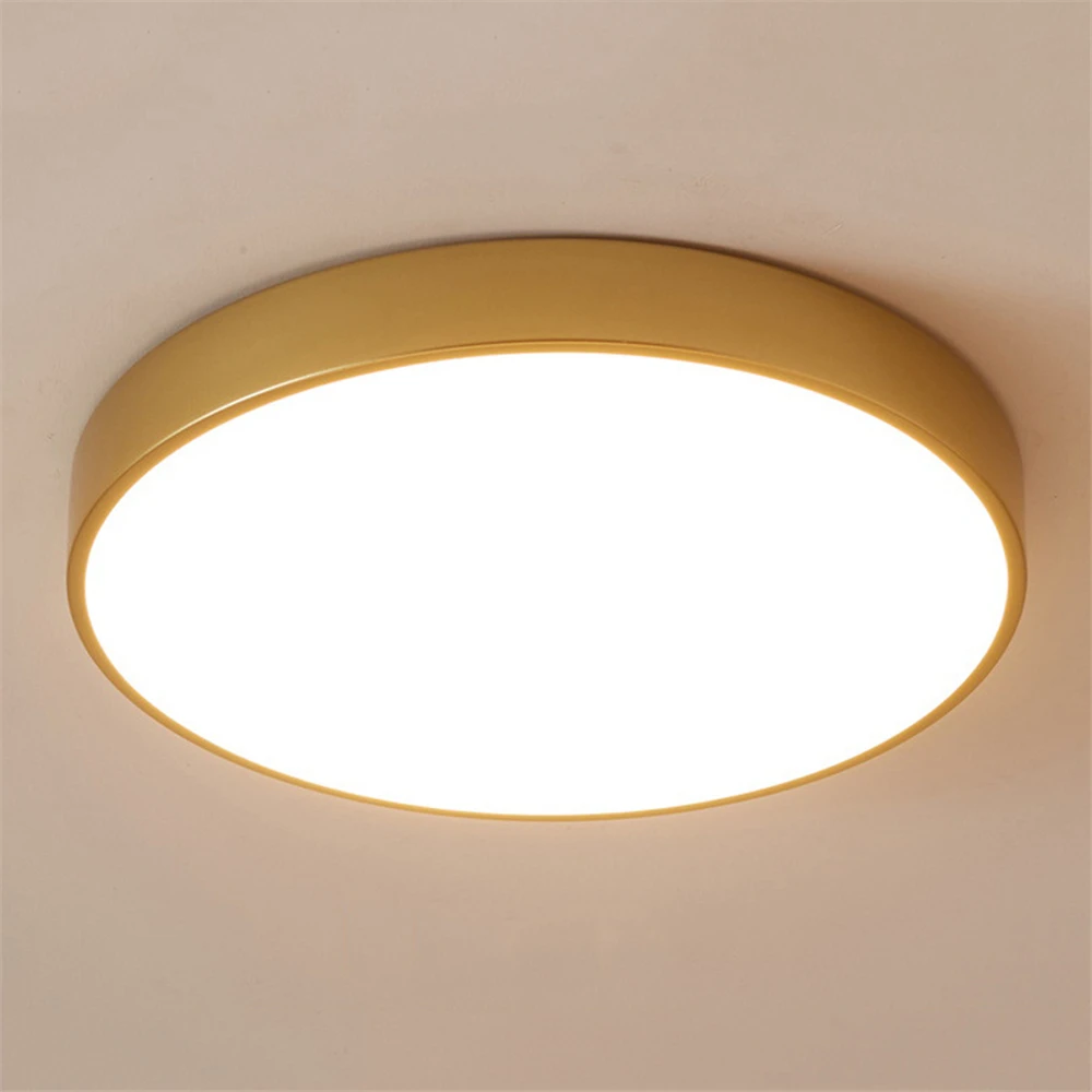 Ultra-thin 5cm Gold LED Ceiling Light Modern Round Surface Mount Flush Panel Ceiling Lamp Remote Control Light For Foyer Bedroom