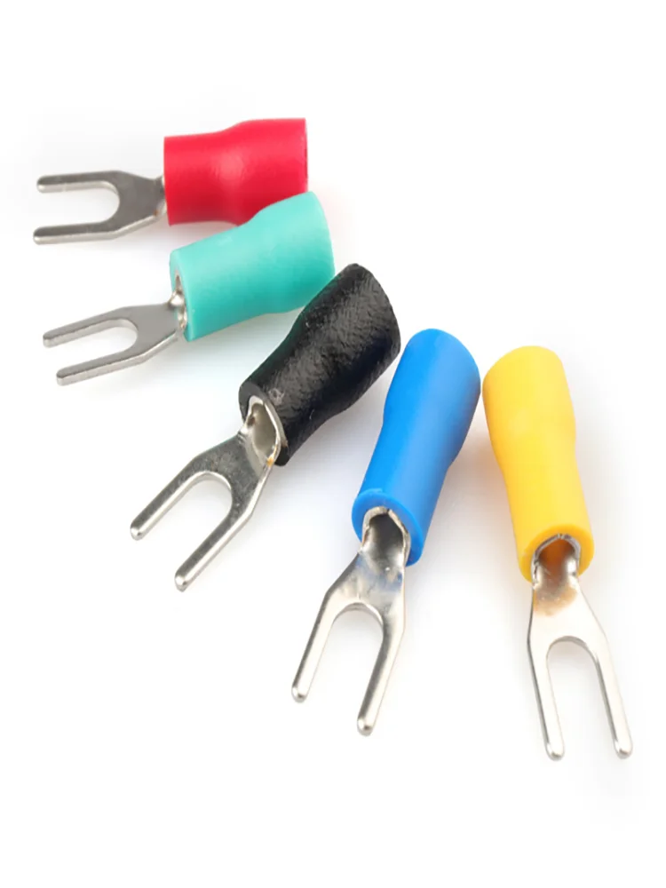 50/100pcs SV type wire spring terminal SV2-4 fork U Y terminal brass insulated spade crimping wire and cable connector