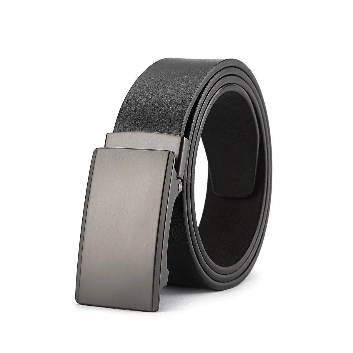 New Male Toothless Automatic Buckle Belt No Holes No Card Slot Belt Leather Eyeless Toothless Trouser Belt 3.5cm