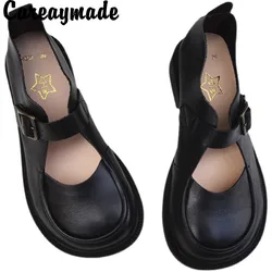 Careaymade-Genuine Leather British big head leather shoes women's breathable non slip original handmade soft sole single shoes