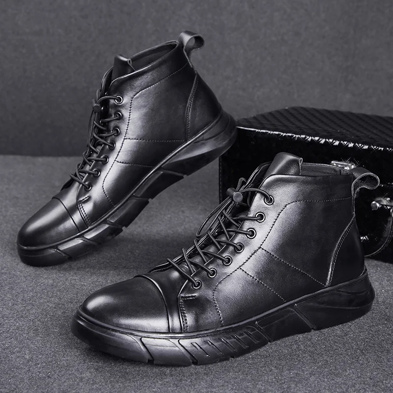 

High Quality Boots Men Ankle Winter Shoes Handmade Outdoor Working Genuine Leather Boots Vintage Style Men Waterproof Warm Shoes