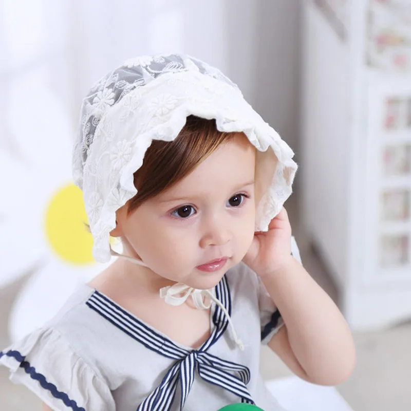 

Korean New Baby Girl Lace Princess Hats Cute Flower Print Girls Sun Cap Fashion Kids Caps Summer Cotton Baby Hat