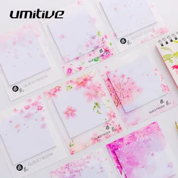 Umitive 1pcs 30 Sheets/pad Japanese Cherry Blossoms Self-Adhesive Sticky Note Notepads Posted Writing Memo Pads Random Color