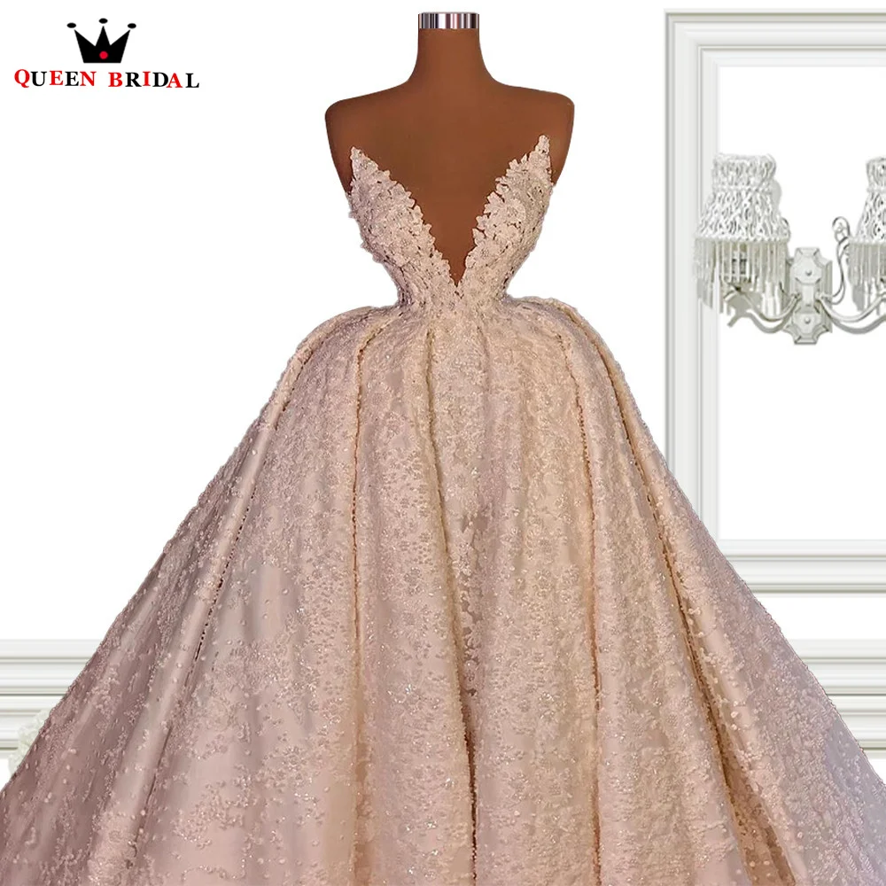 Luxury Ball Gown Wedding Dresses Puffy Tulle Lace Beaded Crystal Vintage Elegant Formal Bride Dress Custom Make JY42