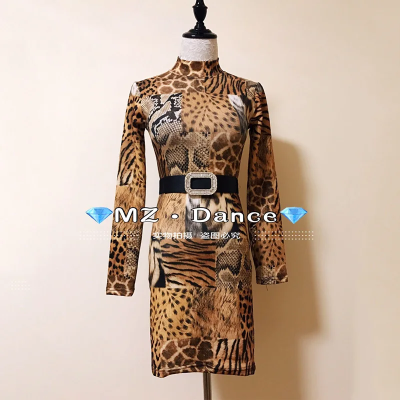 

Leopard Latina Dance Dress Women Salsa Dance Outfit Designer Clothes Stage Costume Ballroom Practice Wear Sumba Dancewear JL2511