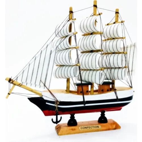 Gift Net Wooden Handmade Sailing Boat Model Small Size 19 cm