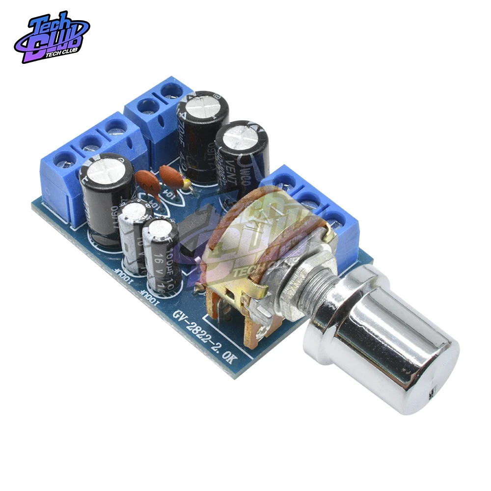 TDA2822 TDA2822M DC 5V 12V Mini 2.0 Channel 2*1W Stereo Audio Power Amplifier Board CAR Volume Control Potentiometer Module