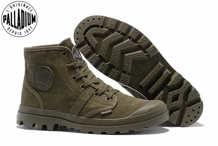 PALLADIUM Pampa Hi 52352 Army green Sneakers Comfortable High Quality Ankle Boots Lace Up Canvas Men Casual Shoes Size 40-45