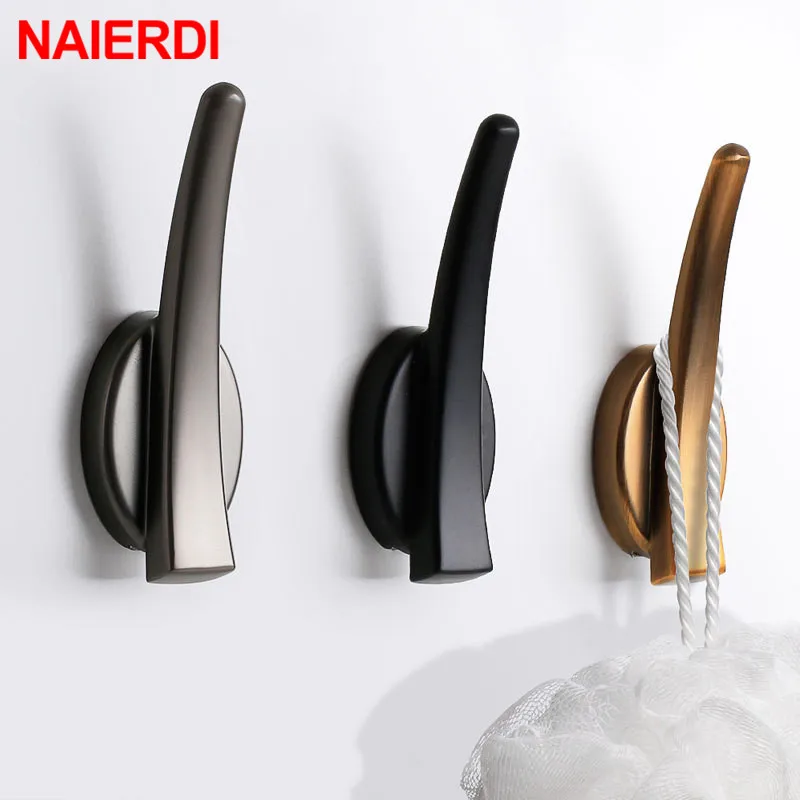 NAIERDI European Wall Hanging Hooks Zinc Alloy Storage Hooks Bathroom Cloth Towel Rack Coat Hat Hanger Keys Creative Hook