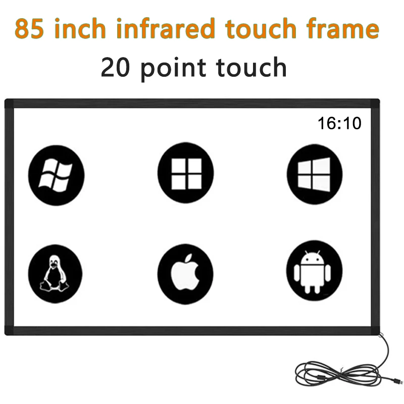 

HaiTouch 85 inch IR touch screen panel without glass infrared multi touch panel overlay kit 85" Real 20 points IR touch frame