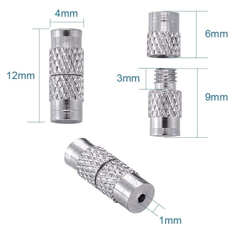 20pcs 12x4mm Brass Screw Clasps Barrel Clasps Cord End Caps Jewelry End Tips Connectors for Bracelet Necklace Making Accessories