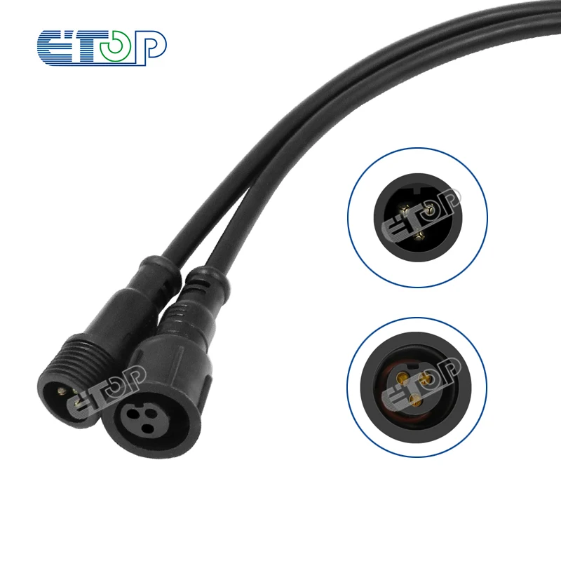 3 Core BLACK Waterproof pigtail,20cm/30cm/50cm long each;male and female;male connector\'s diameter:13.5mm/18.5mm outdoor Ip68